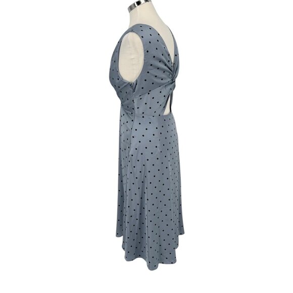 Modcloth Gill Polka Dot Sleeveless A-Line Midi Dress Knot Back Blue Size Medium - Picture 8 of 13
